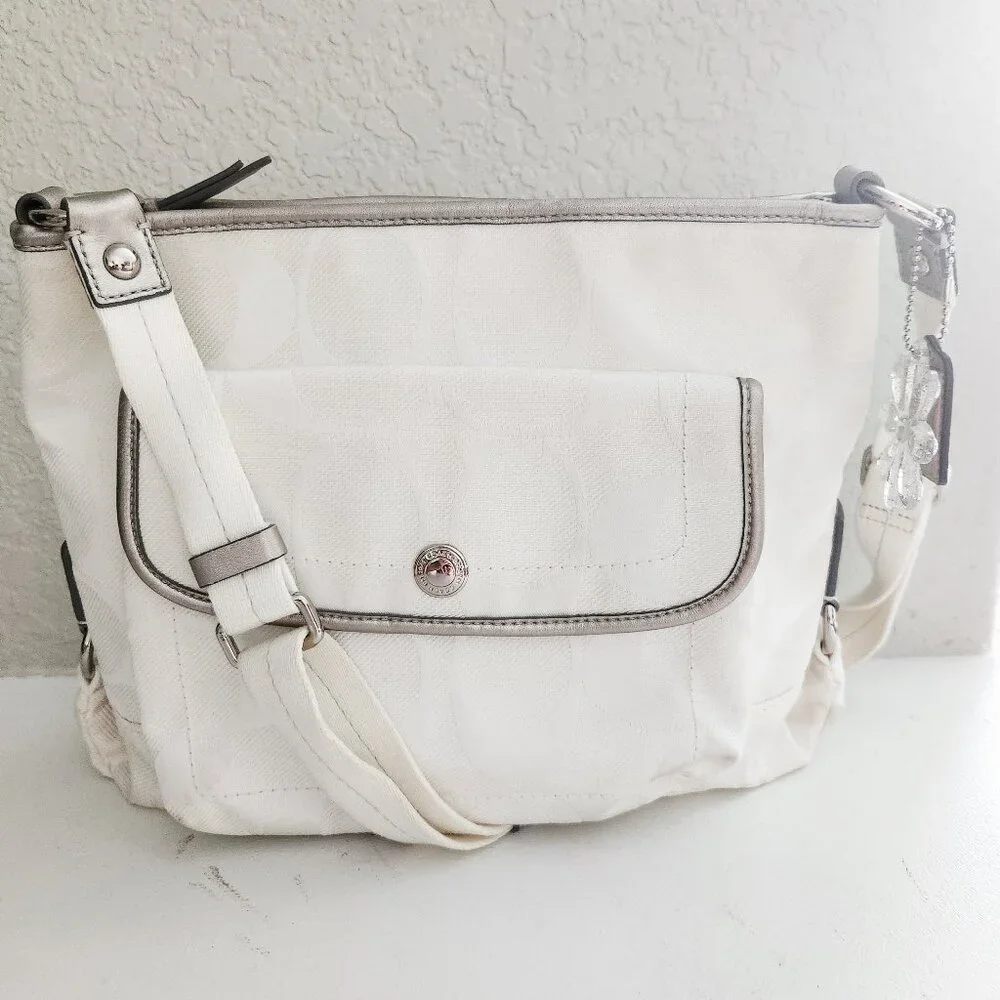 Euc Coach Kyra White Signature C's Crossbody Bag Purse